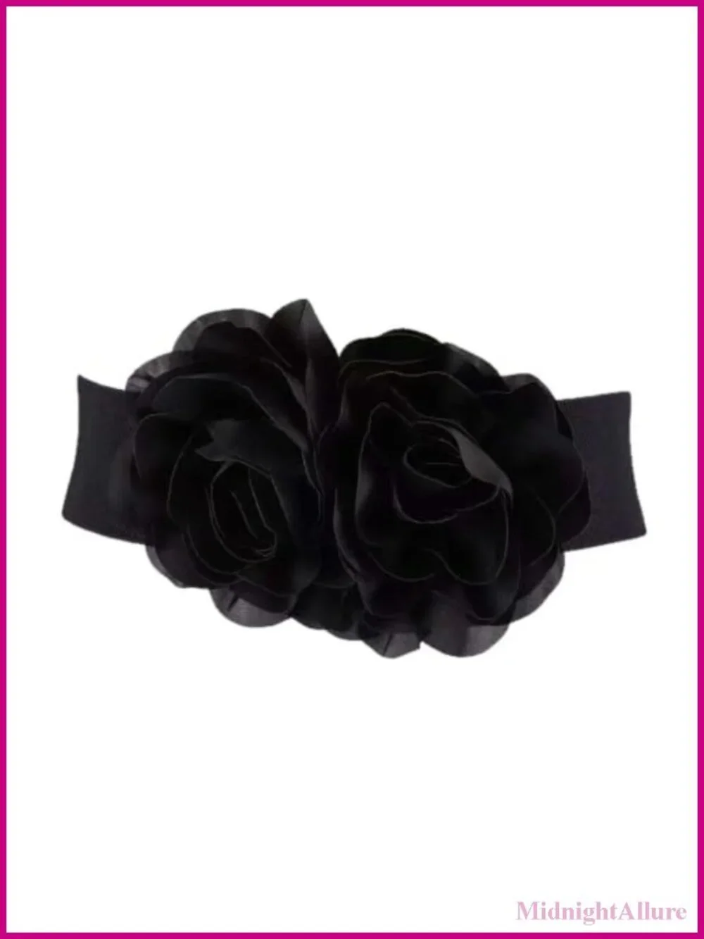Women's Elastic Waist Belt Floral Decor Stretch Band for Dress Coat S/M
